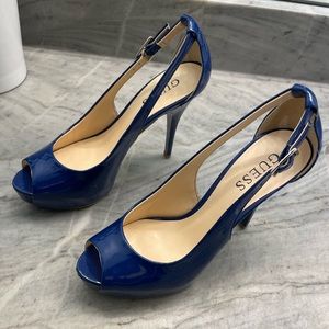 Guess Patent Blue heels 6.5M